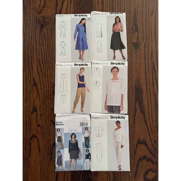 6 Piece Sewing Pattern Bundle Simplicity Butterick, 5-Size (6-14), 1-Size (4-12) - Picture 2 of 8